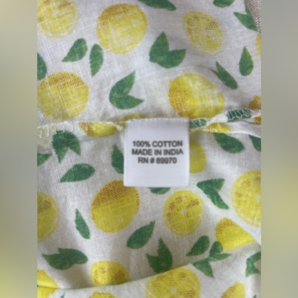 Casual V-Neck Cuffed Long Sleeves Cotton Blouse A-Line Lemon Print - Picture 11 of 11
